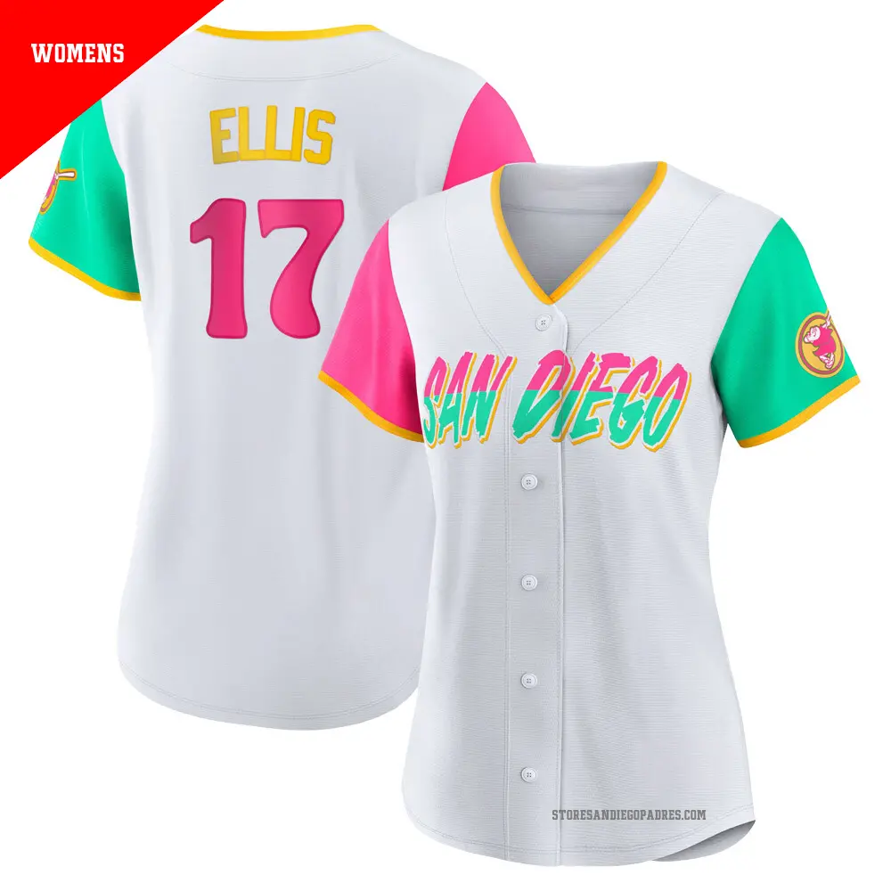 Women s 17 A.J. Ellis San Diego Padres White Authentic 2022 City Connect Jersey